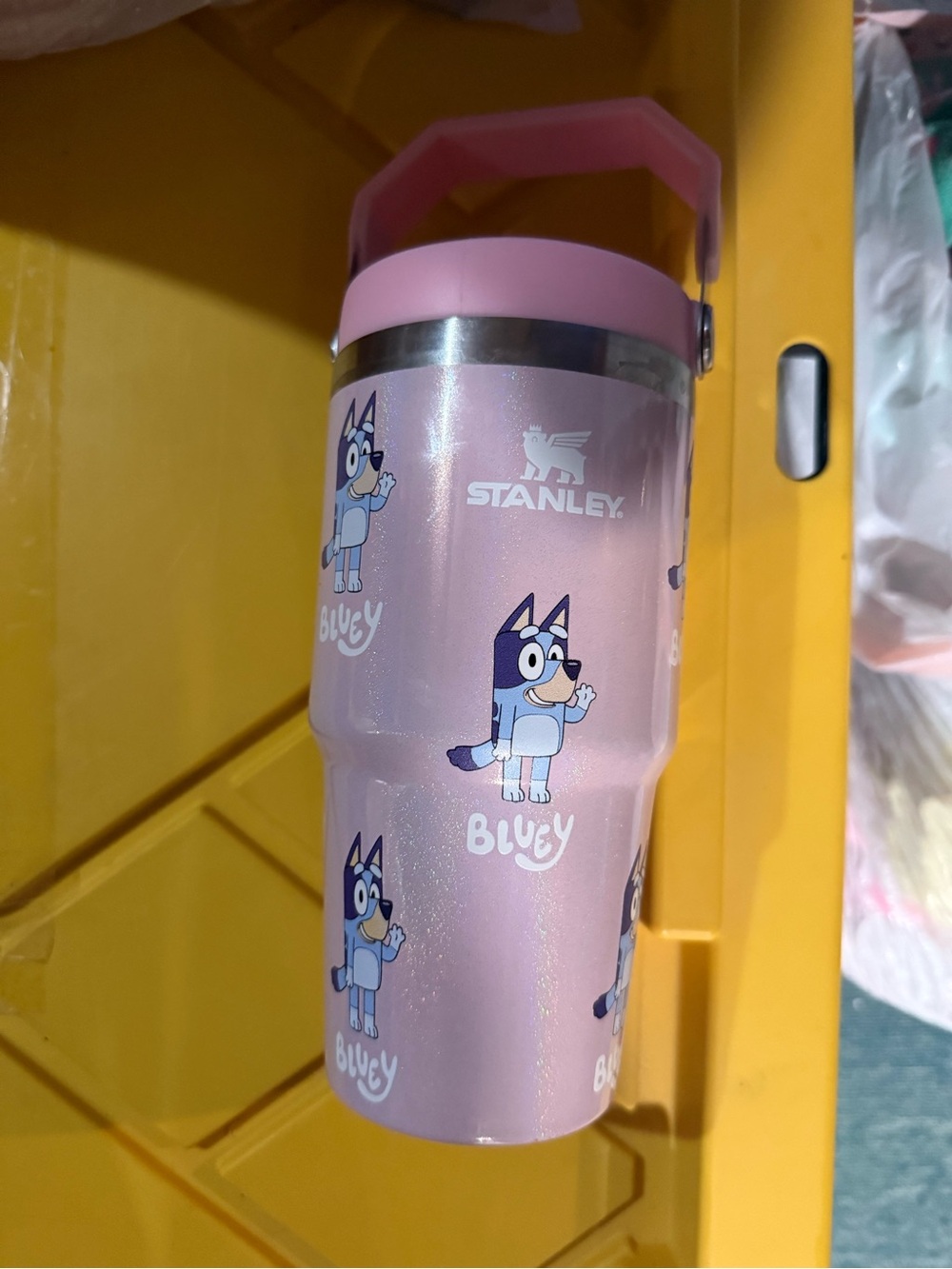 Stanley Pink Glitter Travel Tumbler with Handle